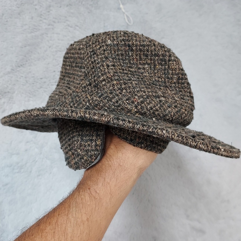 Vintage Tilley Winter Hat  Mens 7 1/8 Winter Hat With Ear Flaps Brown Tweed Wool